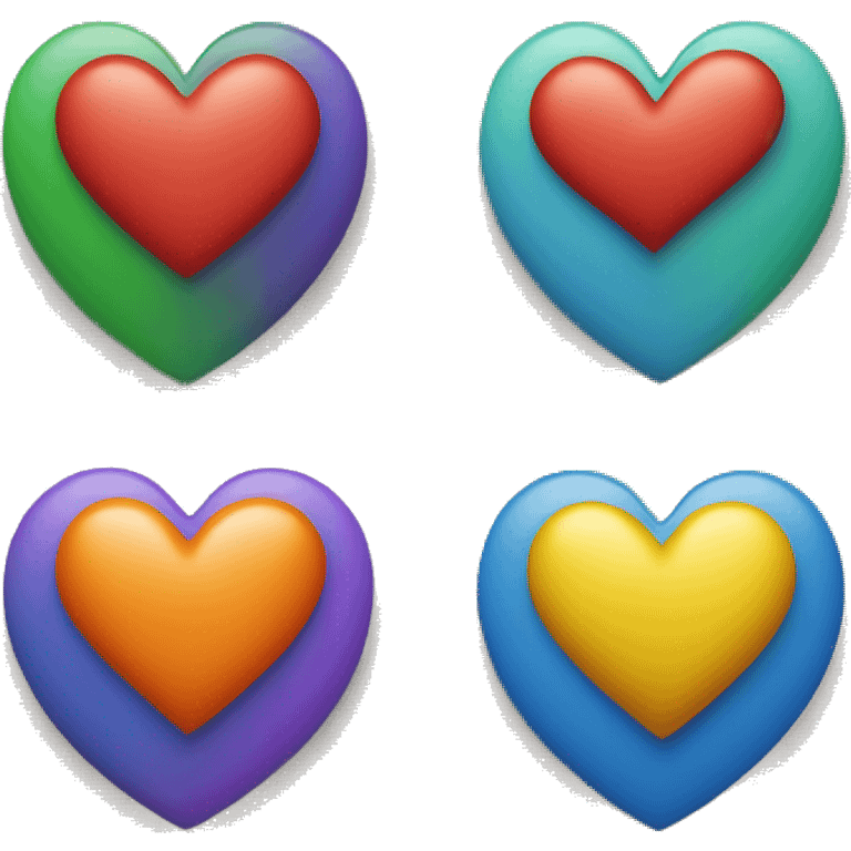 red heart in orange heart in yellow heart in green heart in blue heart i Purple Heart  emoji