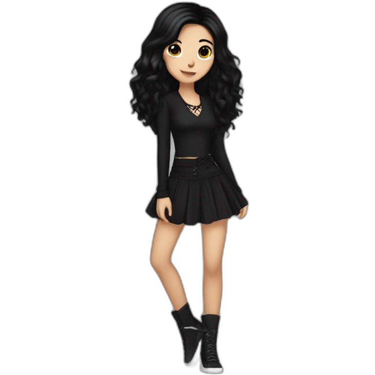 Latina-goth-girl-with-black-hair-and-brown-eyes--dancing emoji