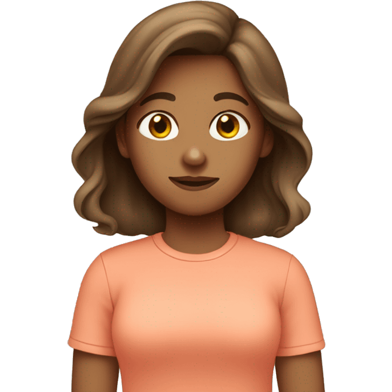 Annoying teen girl with salmon color tshirt and long brown hair emoji