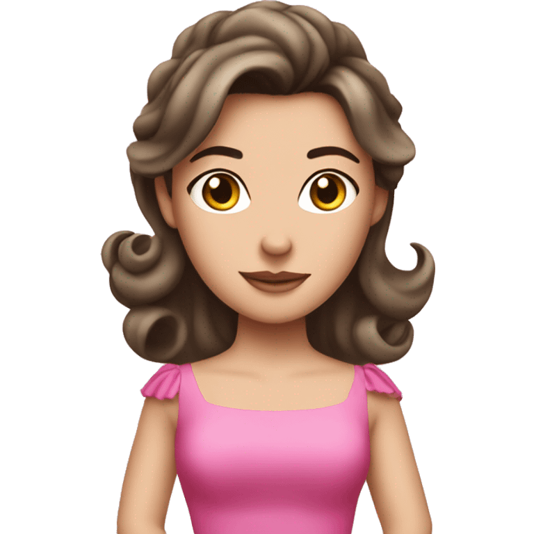 White brunette princess wearing pink dress sassy emoji