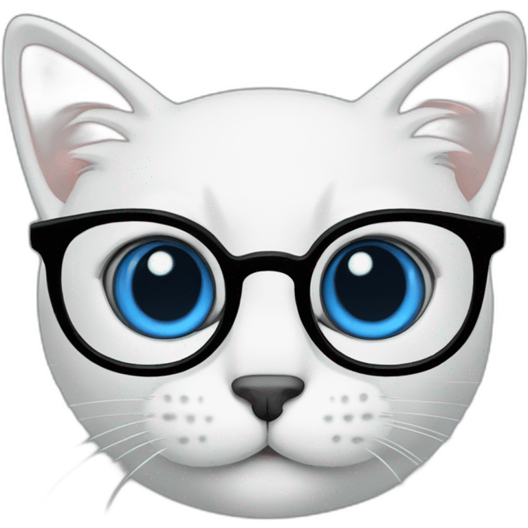 cat with blue eyes and black eyeglasses emoji