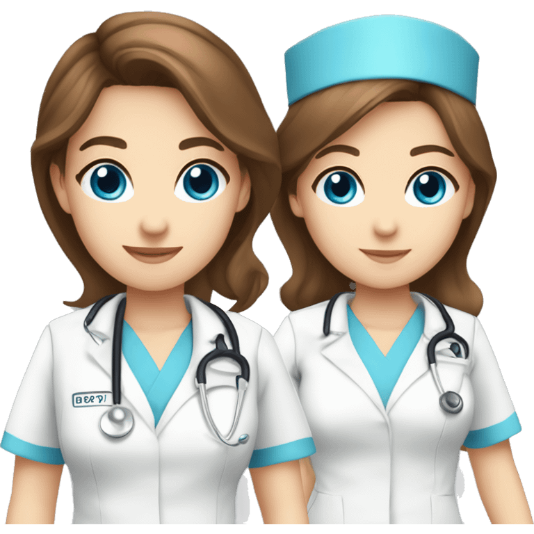 nurse brown hair blue eyes Caucasian stethescope nurse uniform  emoji