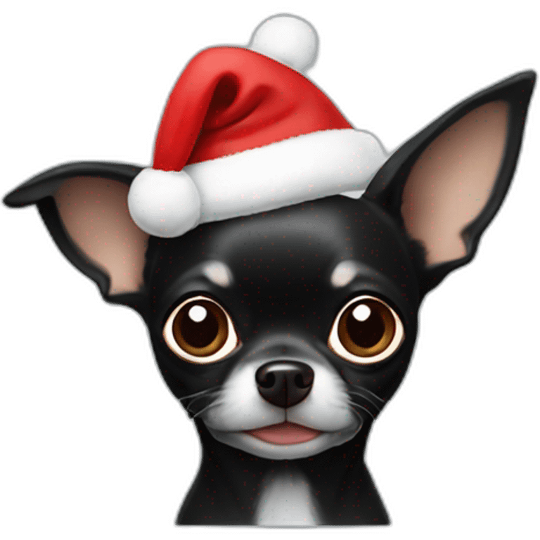 Black chihuahua with santa hat emoji