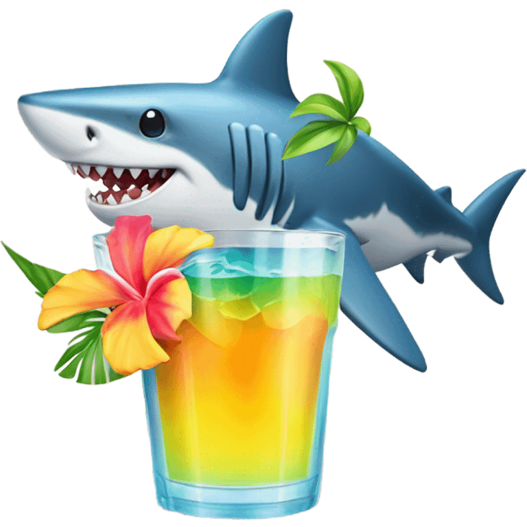 Shark with a drink emoji