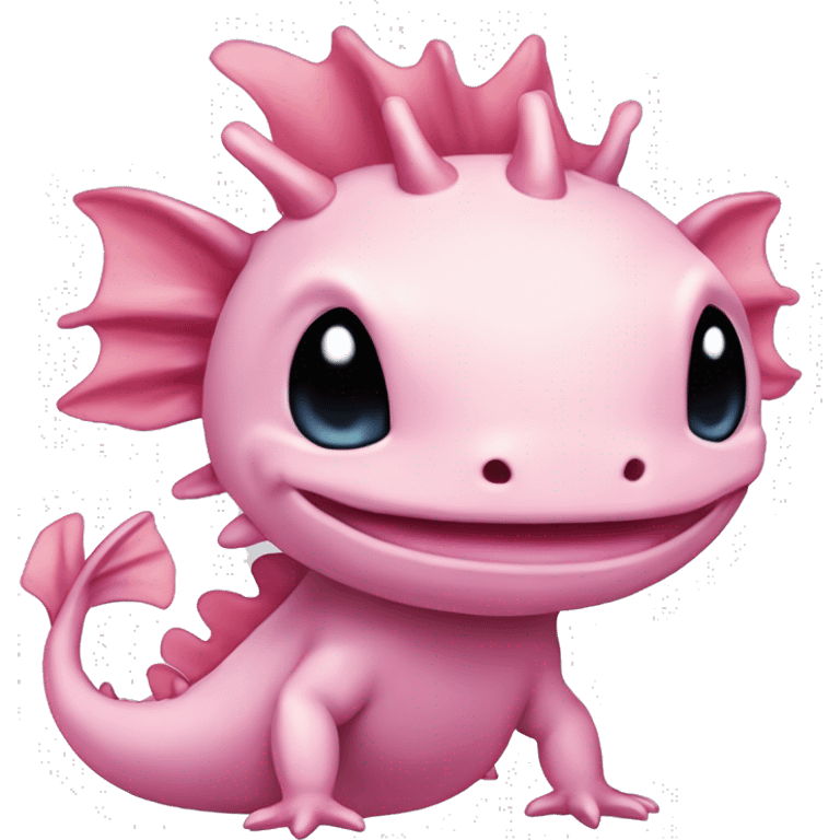 high detailed high resolution pink cute axolotl stitch chibi sanrio pokemon like chinese dragon emoji