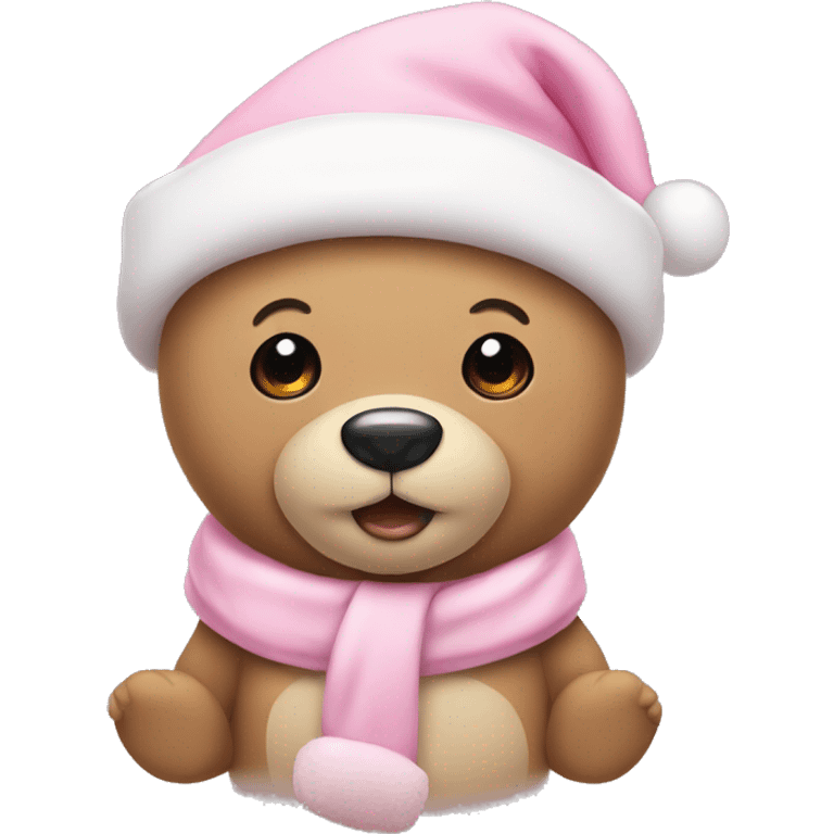 teddy bear in a light pink santa hat  emoji