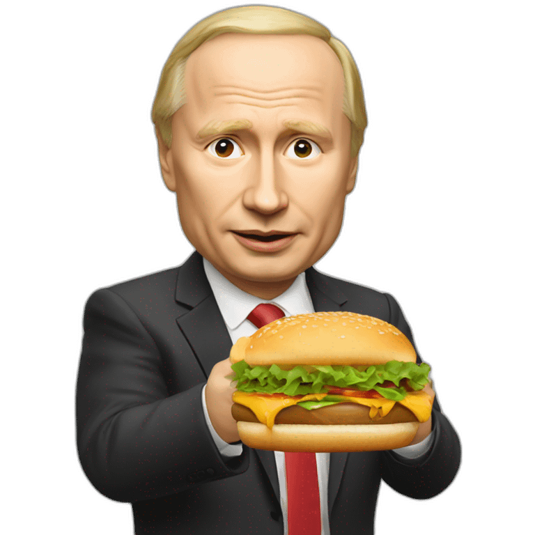 Vladimir Poutine eat hamburger emoji