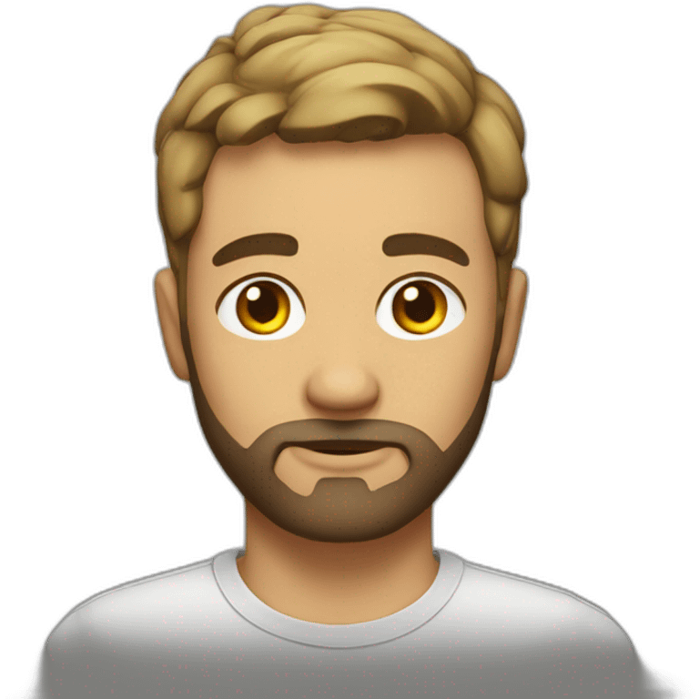 man with short hair and short beard wearing a t-shirt that says escutai emoji