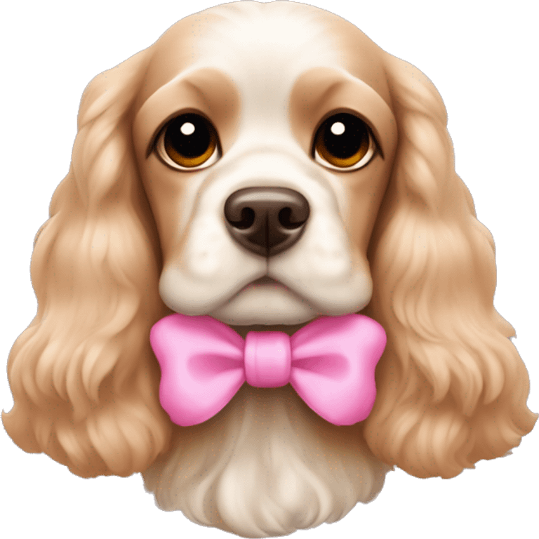 American Cocker Spaniel with pink bows on its ears emoji