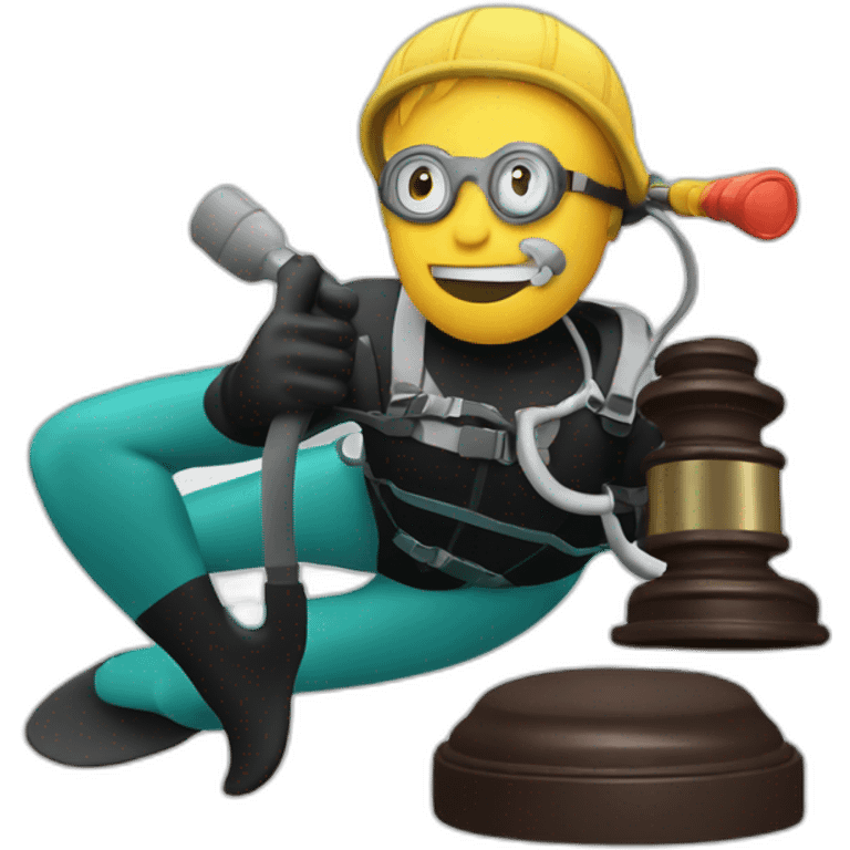 Scuba diving holding gavel emoji