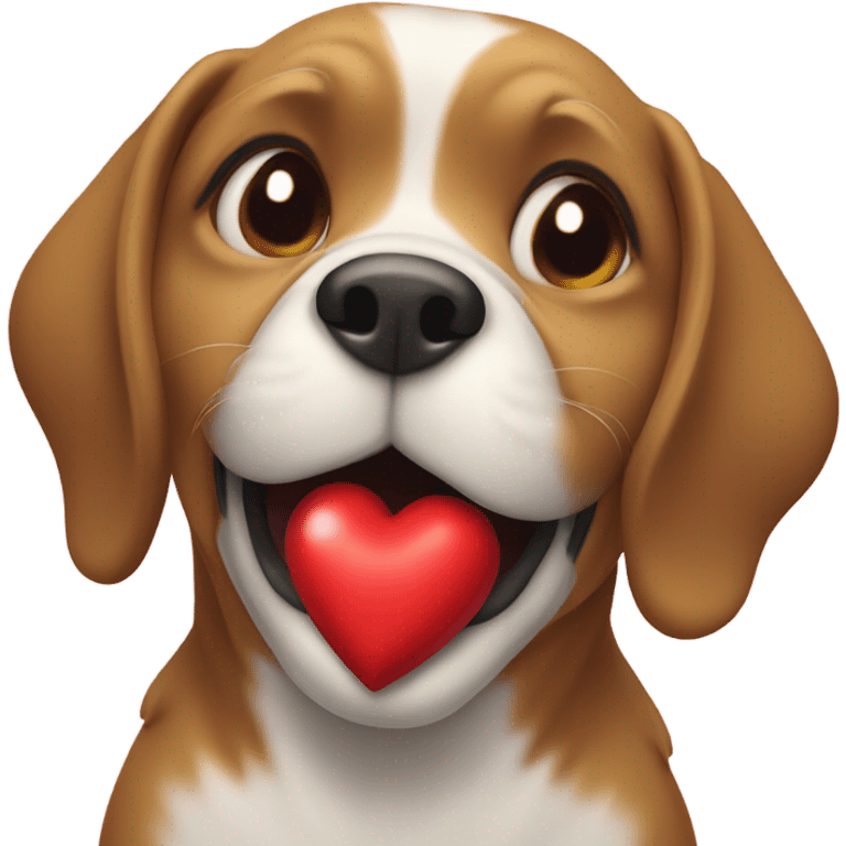 dog holding a heart emoji