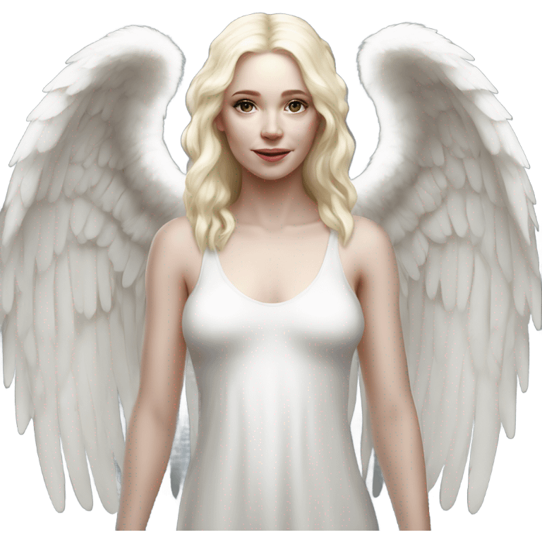 Hyper Realistic pale angel full body with halo emoji