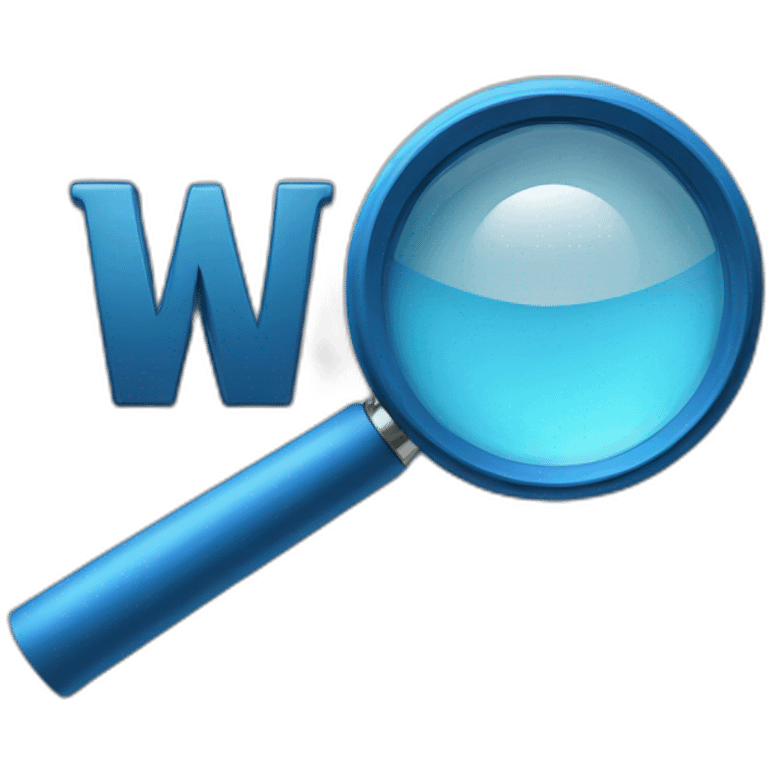 Magnifier blue with letter W emoji