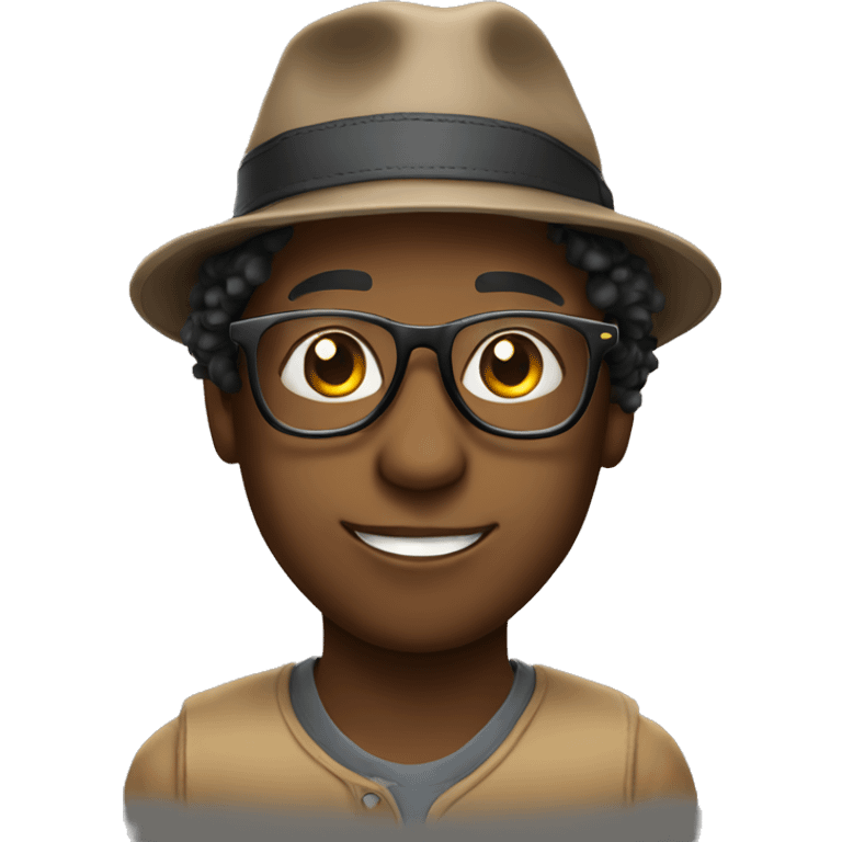 creative young storyteller with hat and glasses emoji