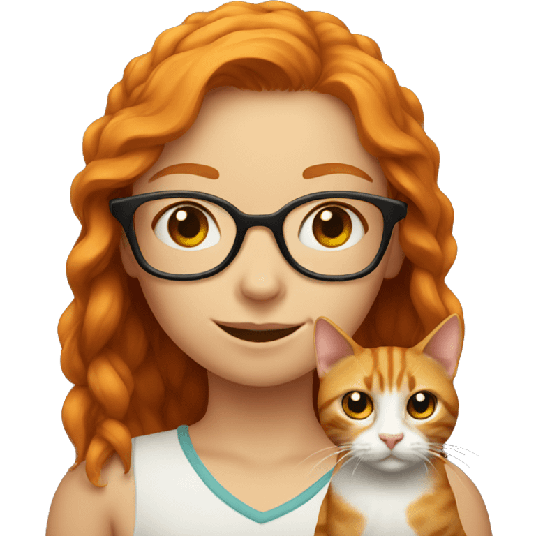 ginger girl with glasses and a cat emoji