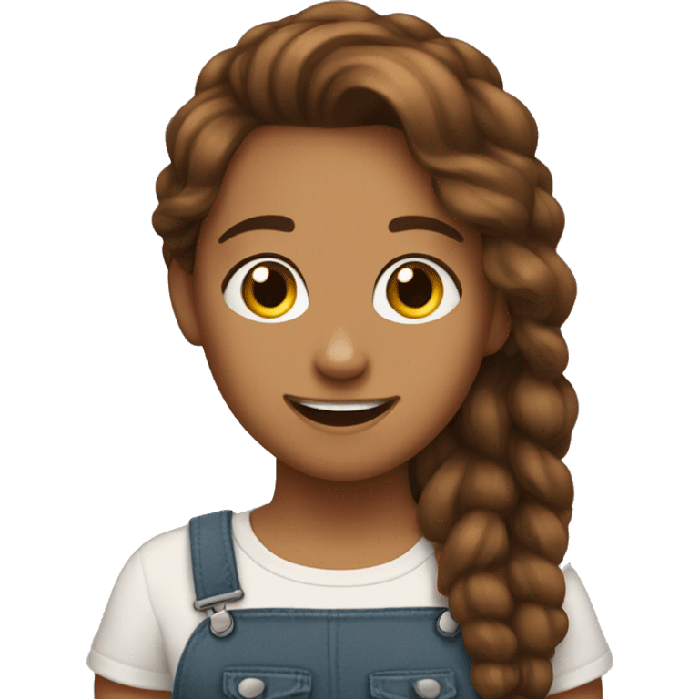 a tanner girl with brown poofylong hair with braces  emoji