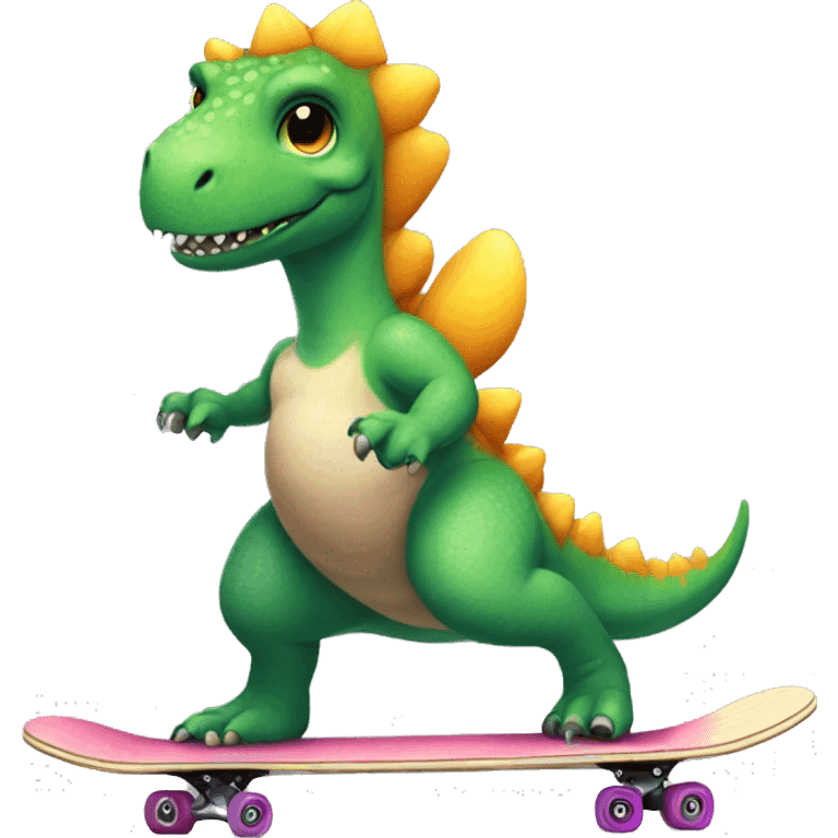 “Dinosaur wearing a rainbow tutu and riding a skateboard” emoji