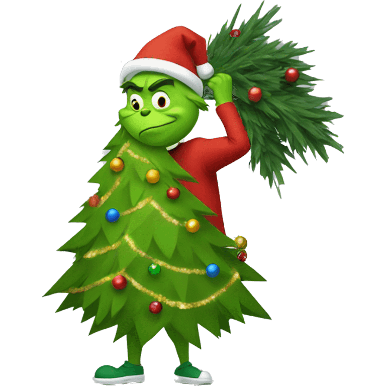 Grinch stealing Christmas tree emoji