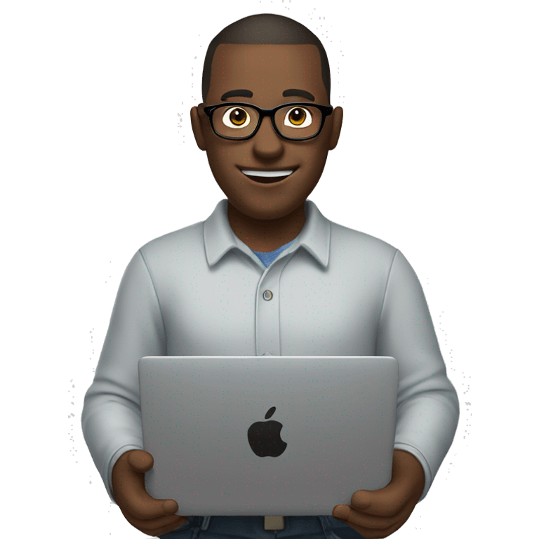 IT guy in glasses with a laptop in his hands emoji