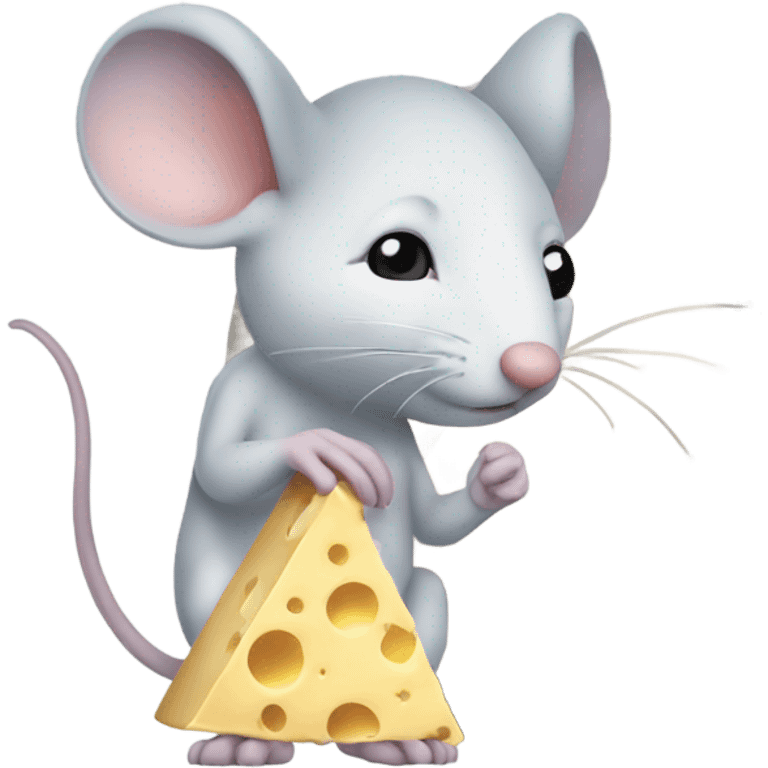 Mouse looking at cheese moon  emoji