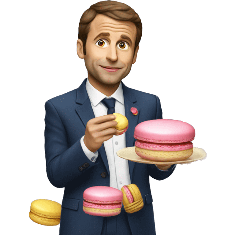 Macron eating a macaroon emoji