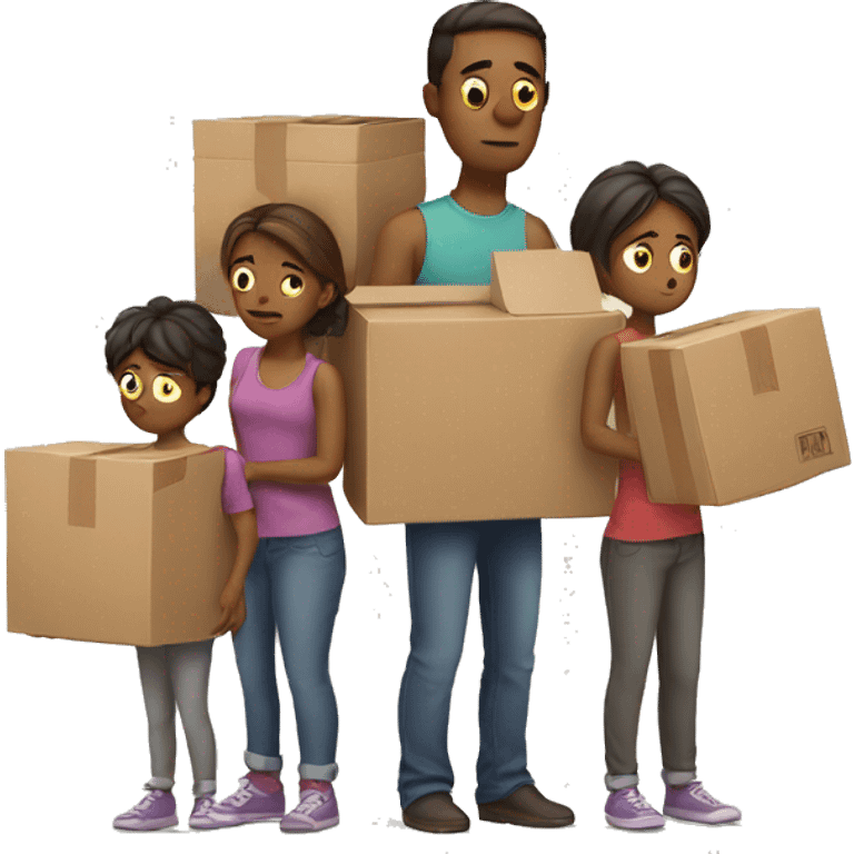 sad family with moving boxes emoji