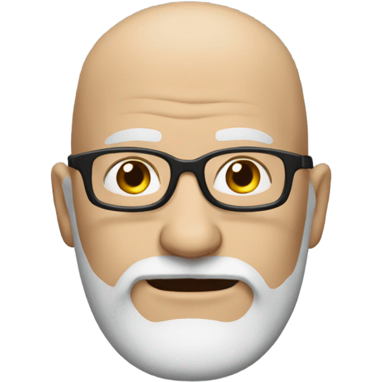 Bald middle aged white man with a salt and pepper beard and crooked glasses emoji