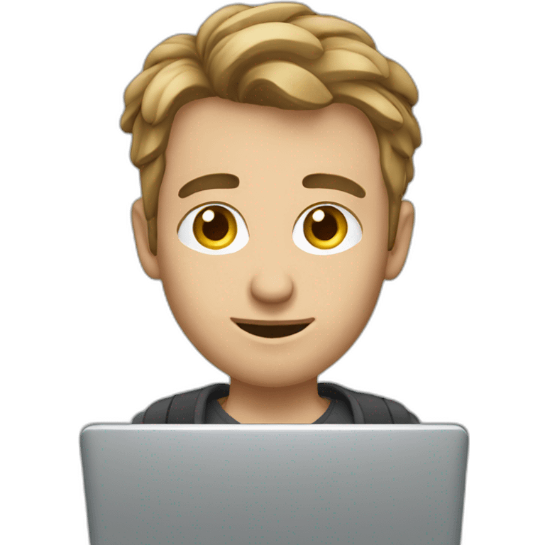 european guy using laptop emoji