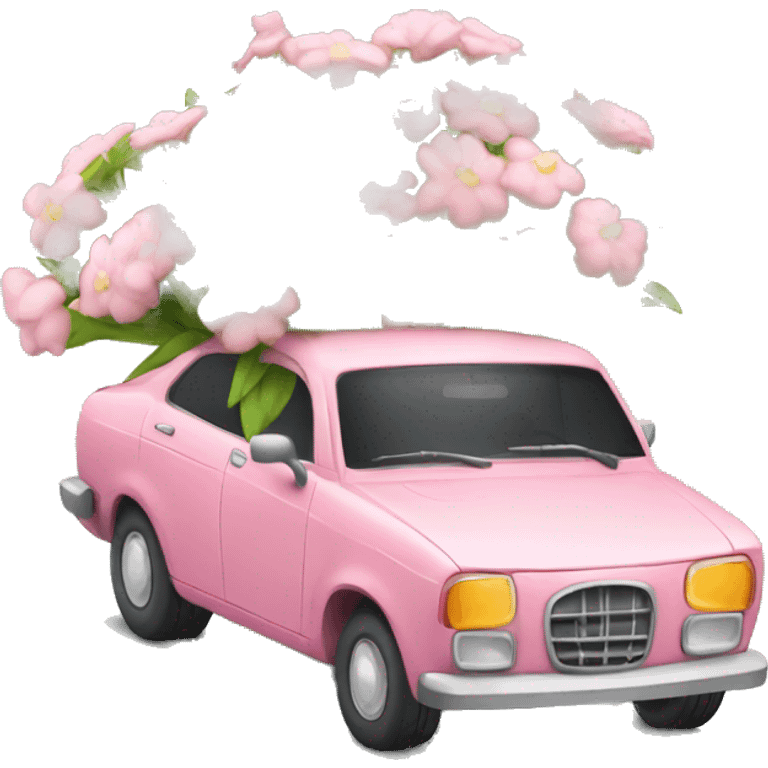 car holding flower emoji