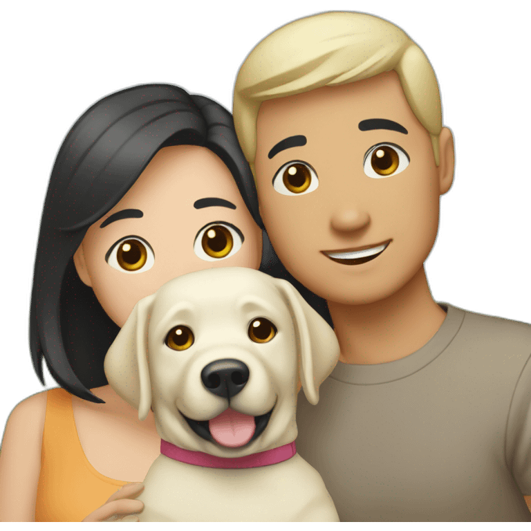 asian couple with labrador emoji