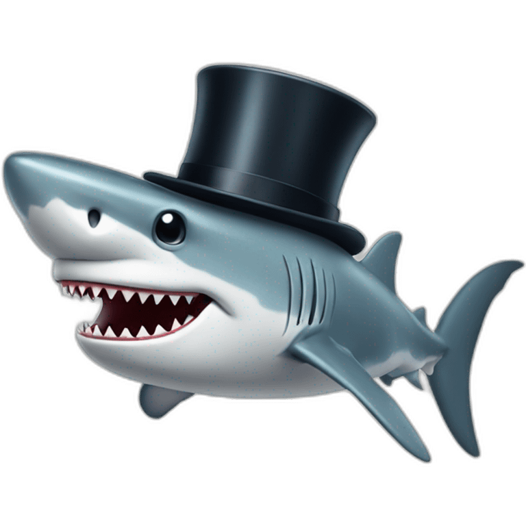 Shark with a top hat emoji