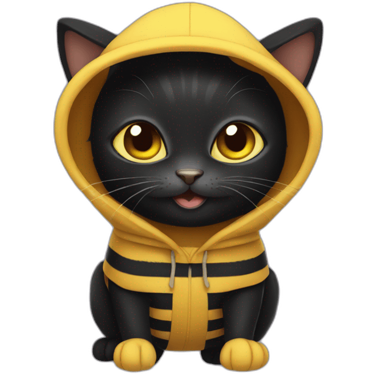 black cat in bee costume emoji