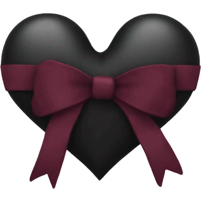 black heart with burgundy bow emoji