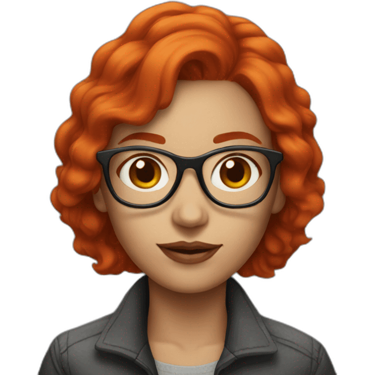 woman with red hair and red glasses emoji