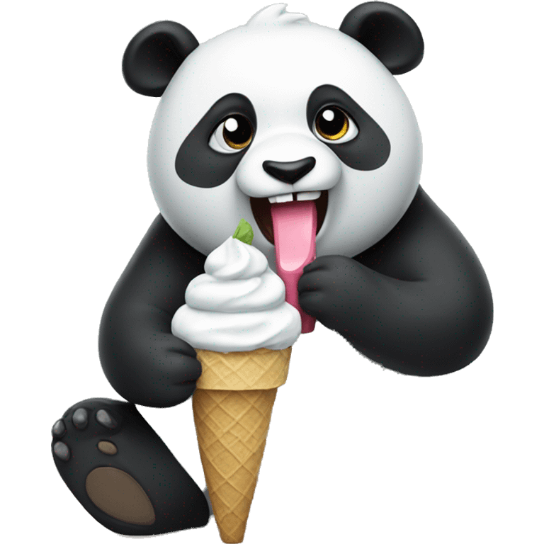 Panda eating ice cream emoji