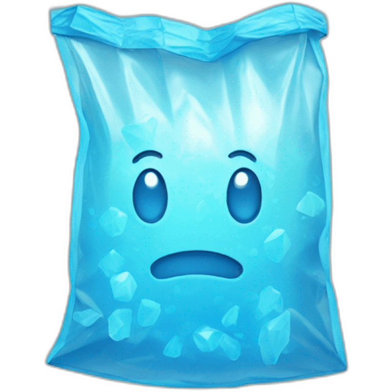 plastic bag with light blue crystals emoji