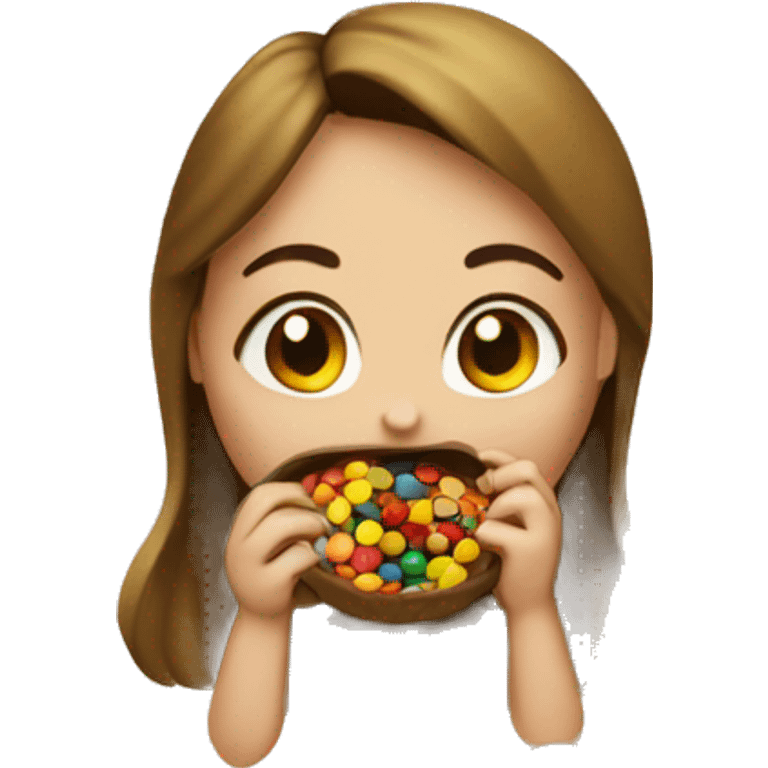 girl eating big m&ms emoji