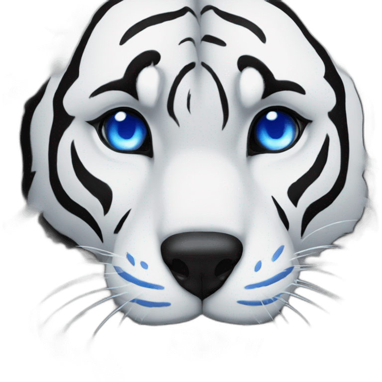 Black wolf  blue eyes kiss white tiger emoji