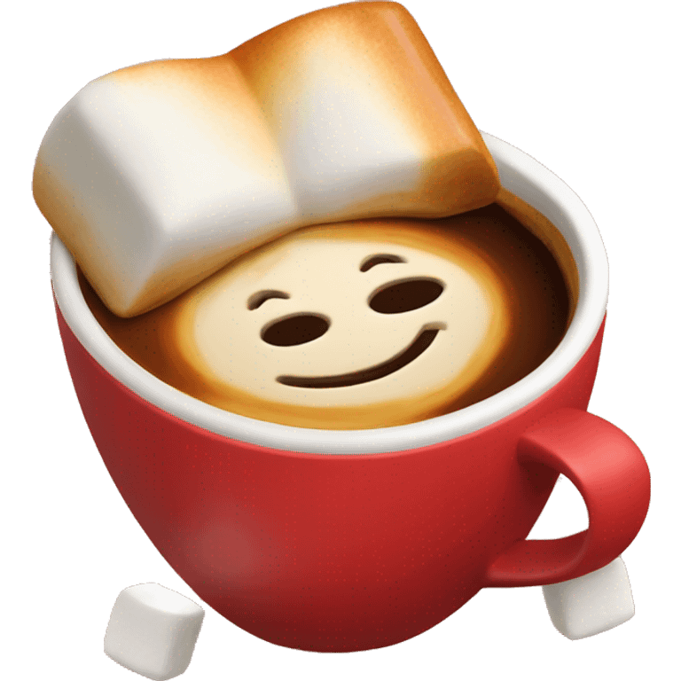 Coffee with caramel and marshmallows in a red cup emoji