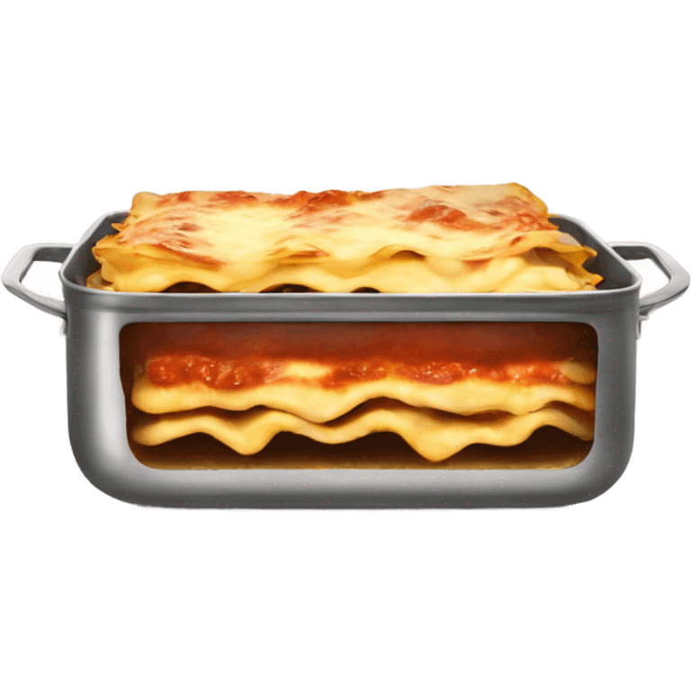 Lasagna in pan steam coming off emoji