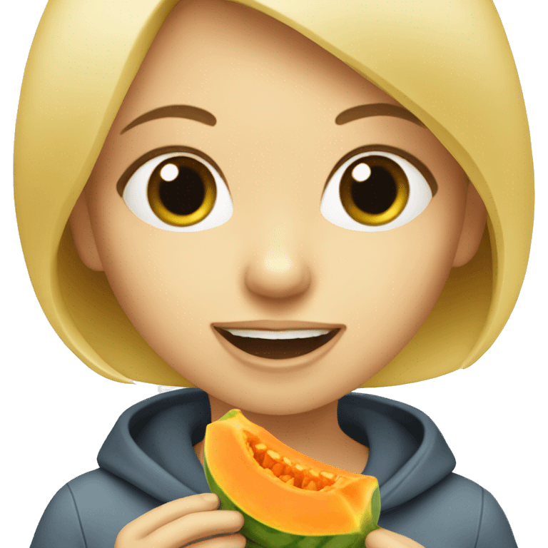 Blond girl eating papaya emoji