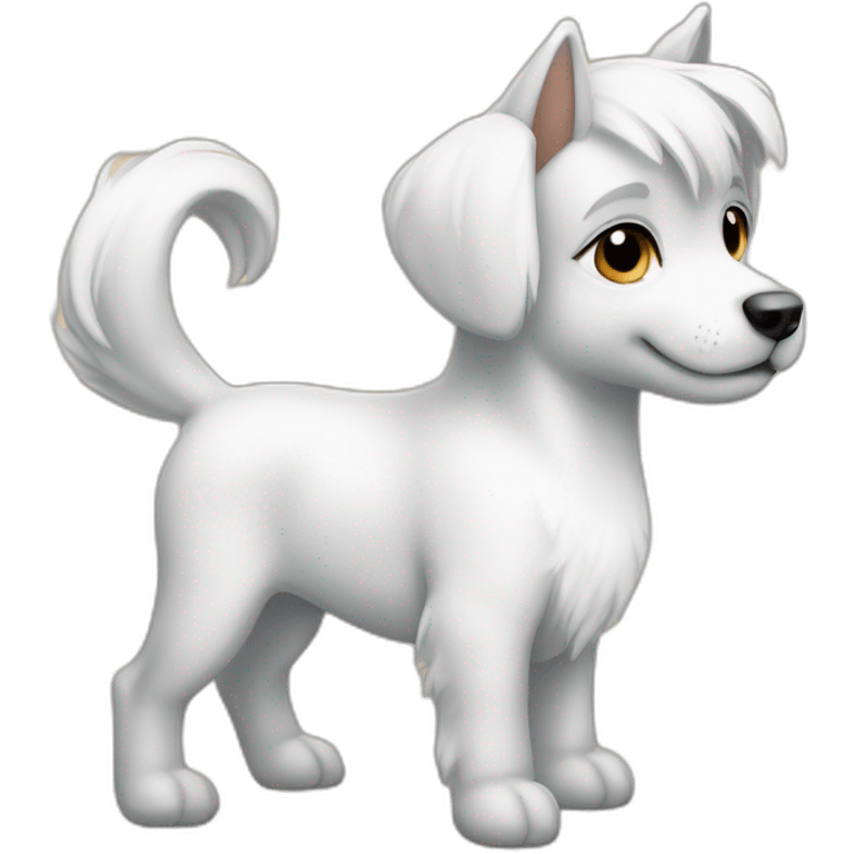 Petit chien blanc sur le dos poney emoji