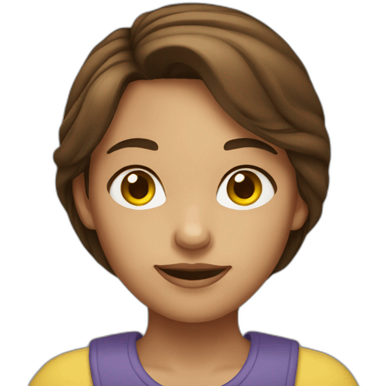 Girl with brown hair and yellow skin emoji