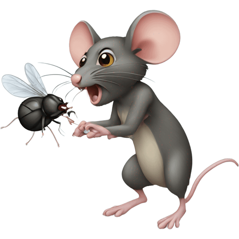 Mouse fighting a fly emoji