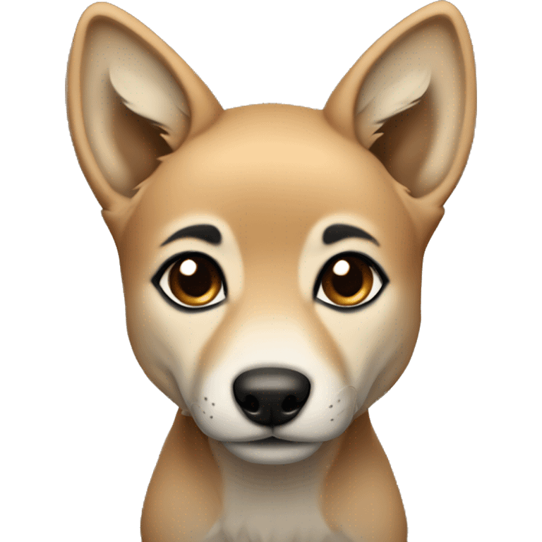 4 very short legs a light brown puppy-like wolf with black ears emoji