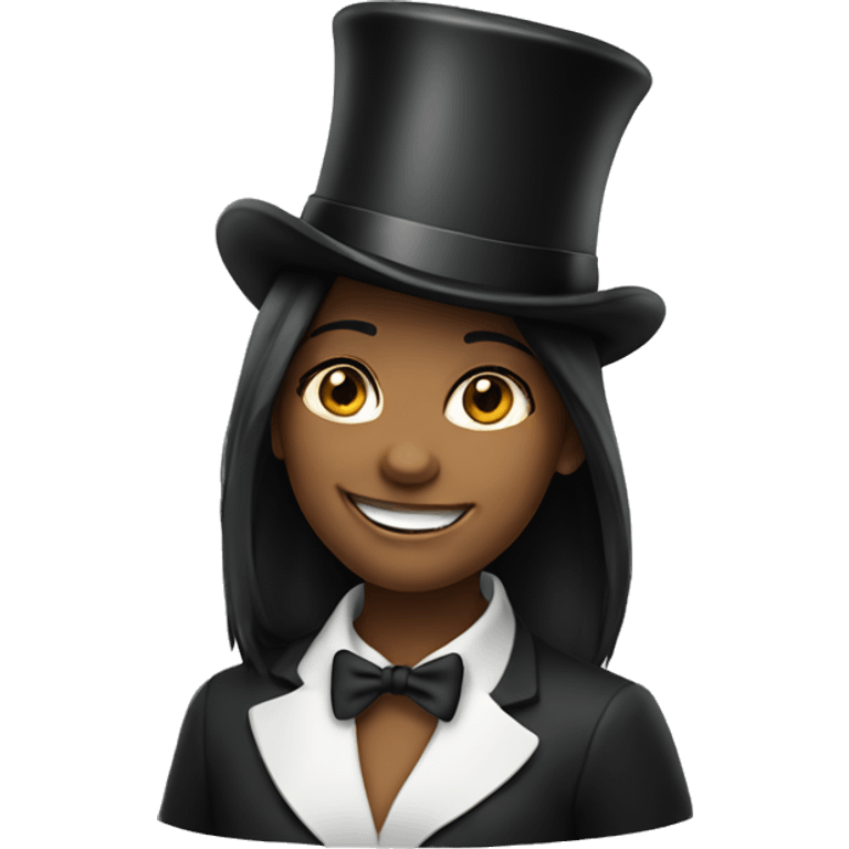 smiling girl in top hat emoji