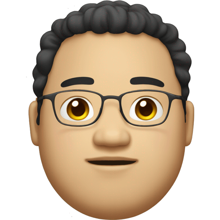 Asian, overweight, young man, black curly hair. emoji