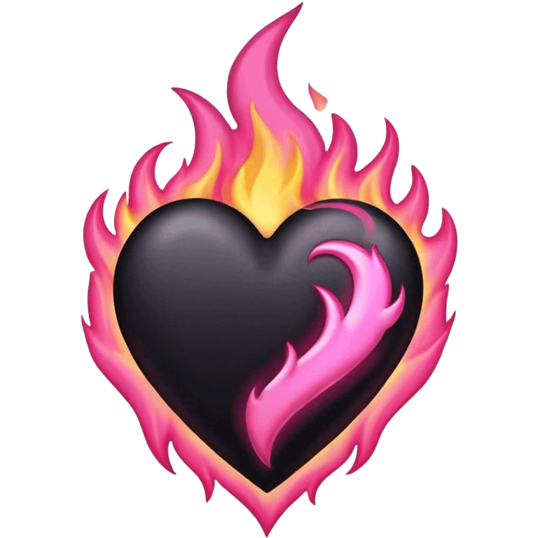 black heart with pink flame emoji