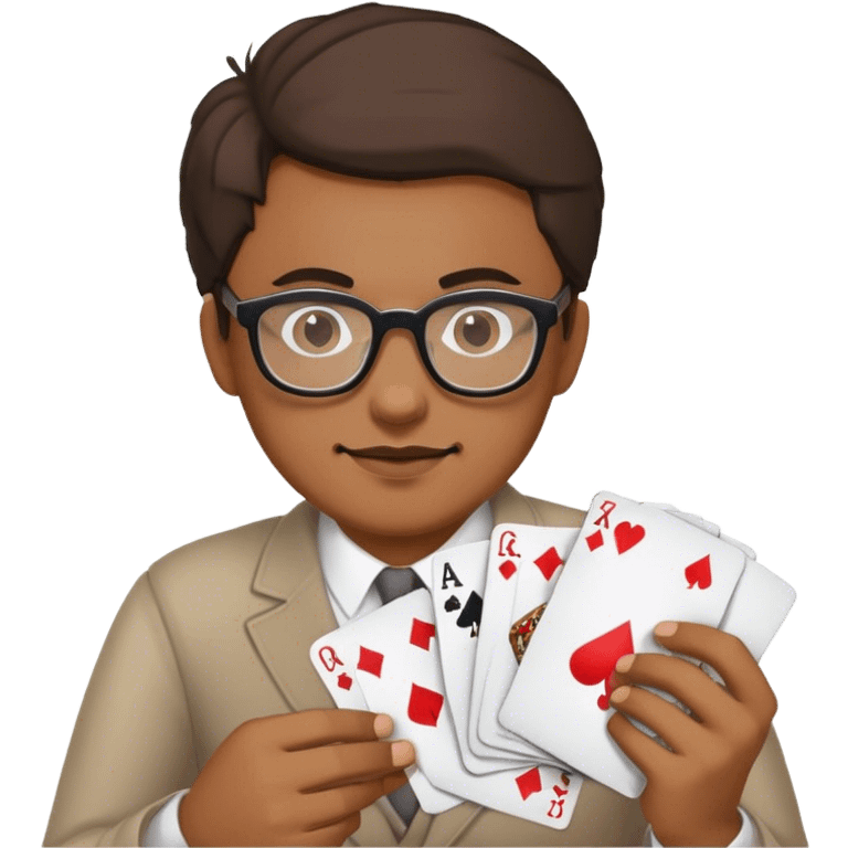 Guy with glasses playing cards emoji