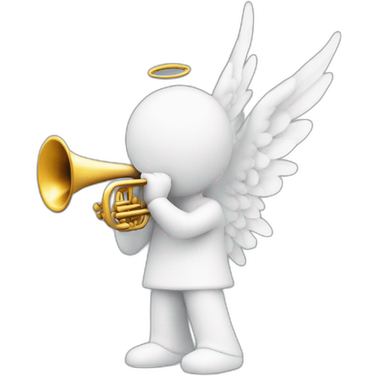 An angel playing the White coloring trumpet emoji